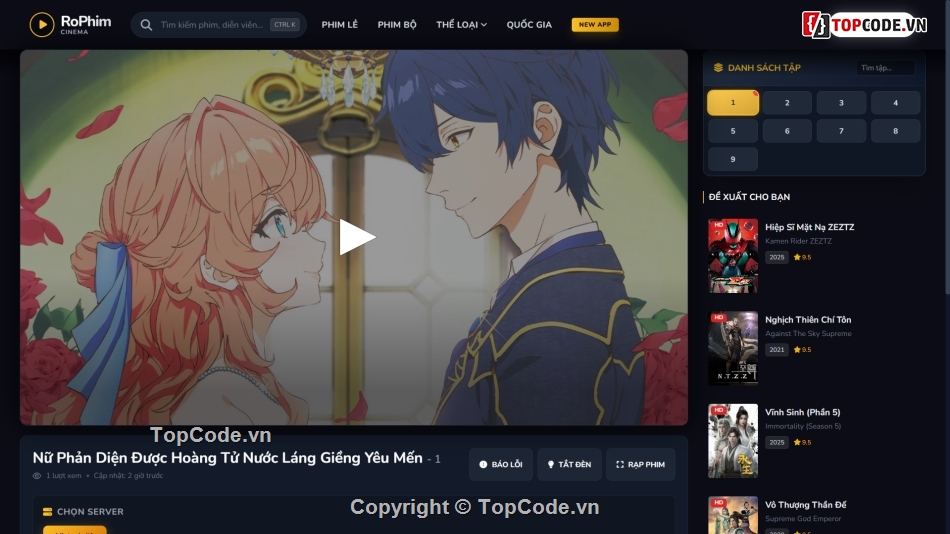 Source Code Xem Phim,Theme Xem Phim Đẹp,Code Web Tích Hợp game Online,Giao Diện Tinanime,Code Web Xem Phim